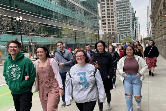 Students exploring Chinatown in Chicago.